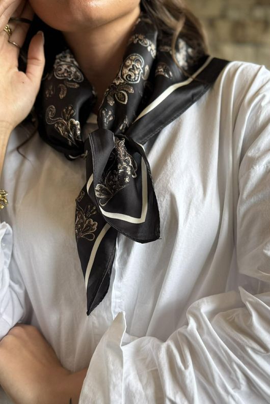 Alcott Bandana Paisley Silky Blend Square Scarf Black
